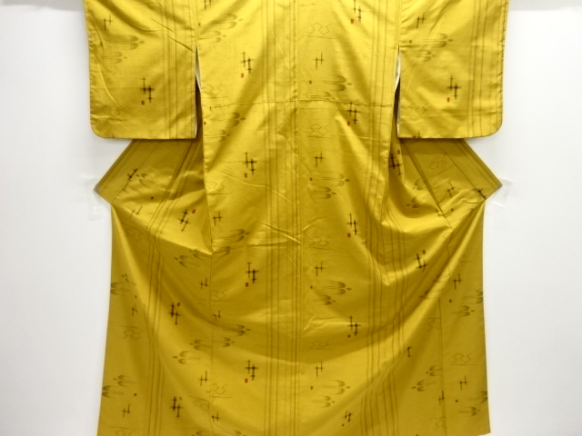 JAPANESE KIMONO / ANTIQUE HANDWOVEN MAWATA TSUMUGI KIMONO / SWALLOW KA